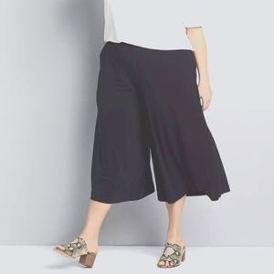 Lane Bryant Knit Wide Leg Capri Pants Gaucho Split Skirt Navy 26-28
